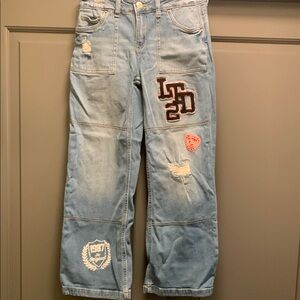 Limited Too Blue Relaxed Fit Jeans with Embroidered Patches